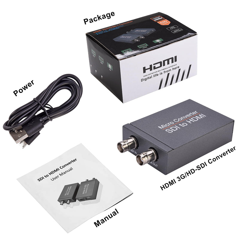 [Australia - AusPower] - SDI to HDMI Converter, SDI to HDMI Audio De-embedder Support 3G-SDI, HD-SDI, SD-SDI Auto Format Detection and Stereo Audio De-embedder 