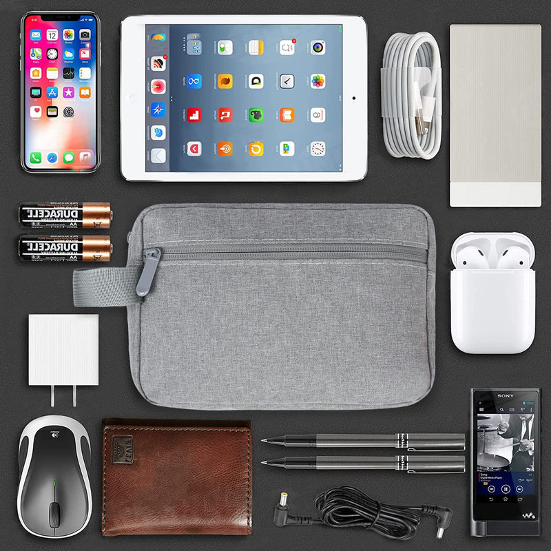 [Australia - AusPower] - FYY Electronic Organizer, Travel Cable Organizer Bag Pouch Electronic Accessories Carry Case Portable Waterproof All-in-One Storage Bag for Cable, Cord, Charger, Phone, Earphone Grey Double Layer-M Grey-All in one 