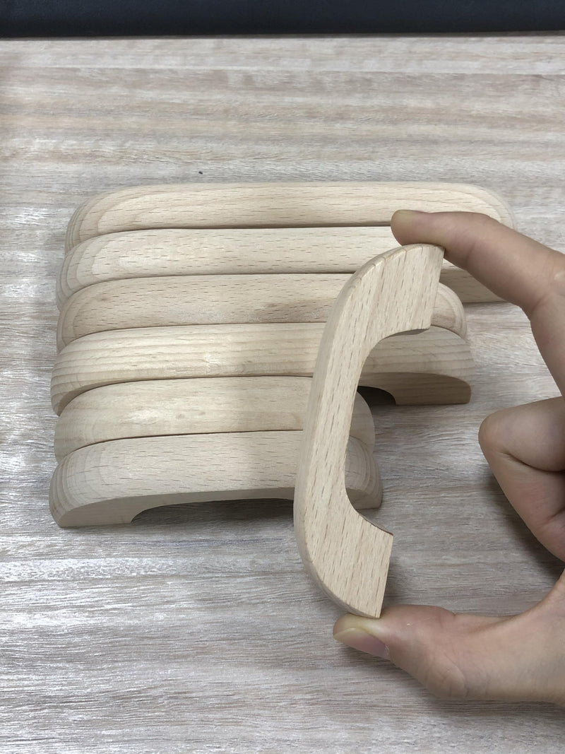 [Australia - AusPower] - Tsnamay 6Pcs Unfinished Wood Drawer Knobs Pulls Handles,Unpainted Paintable Wooden Handles Cupboard Closet Drawer Handle Pull,Length 3.66",Hole Dis.2.52" 6 H 2.52"/64mm 