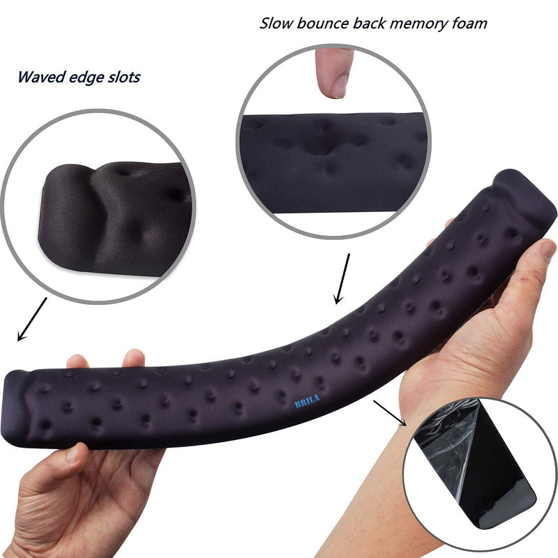 [Australia - AusPower] - BRILA Memory Foam Mouse & Keyboard Wrist Rest Support Pad Cushion Set for Computer, Laptop, Office Work, PC Gaming - Massage Holes Design - Easy Typing Wrist Pain Relief (Black) Black Bundle 
