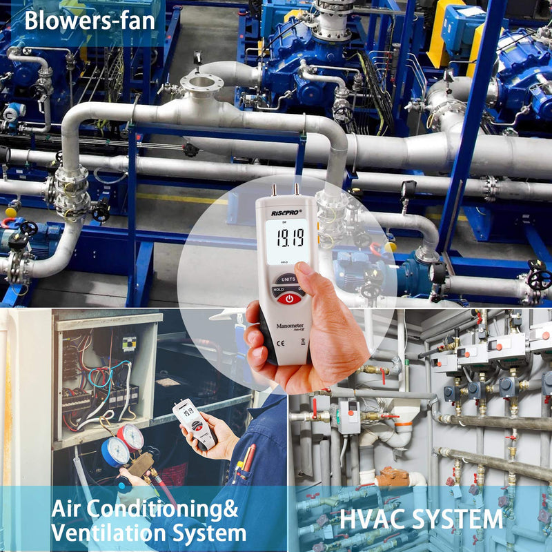 [Australia - AusPower] - Manometer, RISEPRO Digital Air Pressure Meter and Differential Pressure Gauge HVAC Gas Pressure Tester 