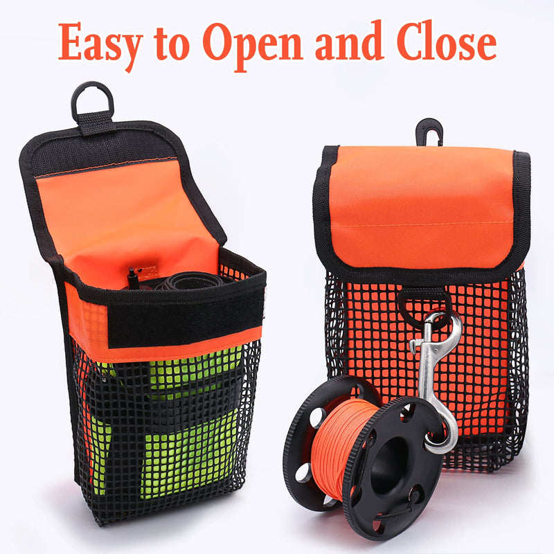 [Australia - AusPower] - Scuba Diving Gear Bag, Finger Reel/SMB Safety Surface Marker Buoy Mesh Storage Pocket, Snorkeling Equipment Holder Carry Pouch Orange 