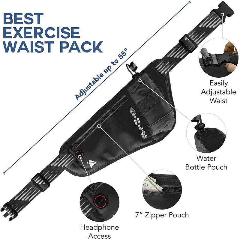 [Australia - AusPower] - Athle Sport Running Belt with Vertical Bottle Pocket Black 