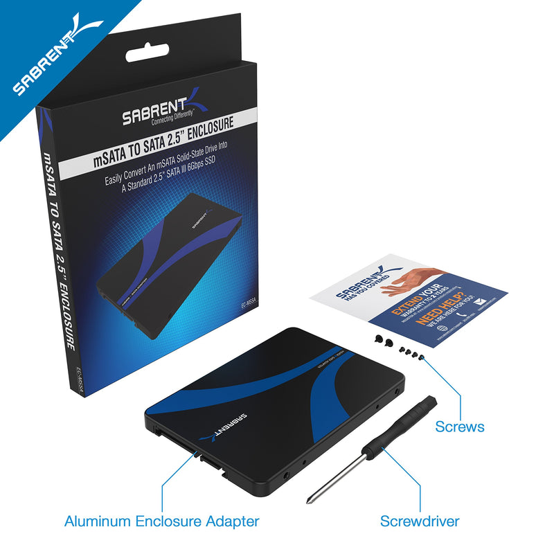 [Australia - AusPower] - SABRENT mSATA to 2.5-Inch SATA III Aluminum Enclosure Adapter (EC-MSSA) mSATA to SATA 