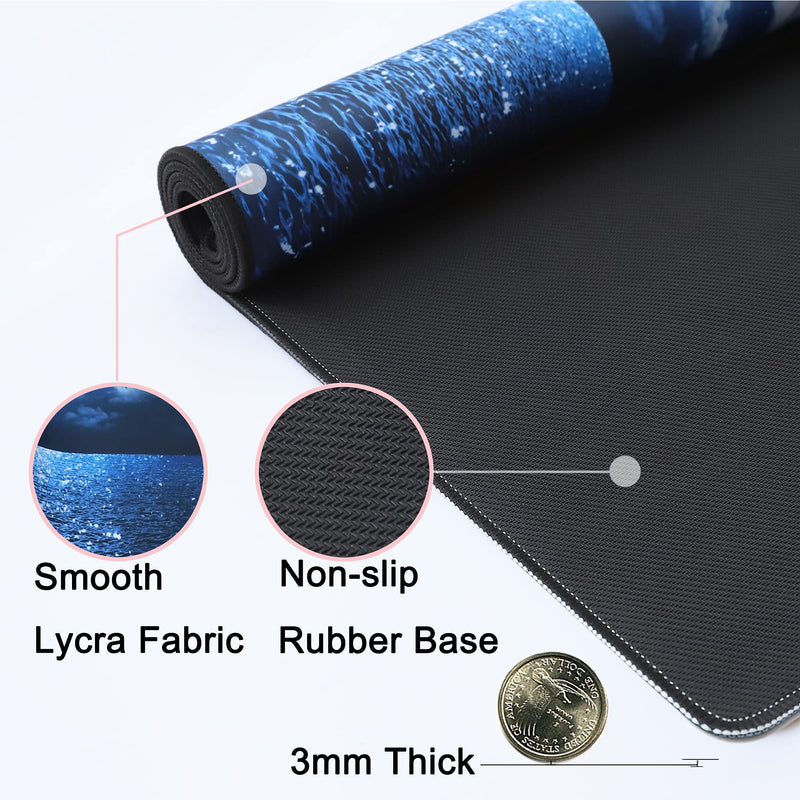 [Australia - AusPower] - Desk Mat,Large Mouse Pad 35''×15.6''×0.12'' XXL Extended Gaming Mouse Pad Mat with Non-Slip Base Stitched Eges Mousepad for Computer,Office,Keyboard and Laptop - Moon Ocean A-Moon Ocean 