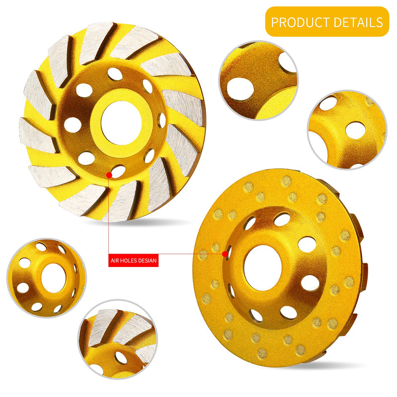 [Australia - AusPower] - 4 Inch Concrete Turbo Diamond Grinding Cup Wheel 12 Segs Heavy Duty Angle Grinder Wheels for Angle Grinder 