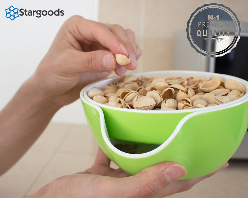 [Australia - AusPower] - Pistachio Bowl, Snack Serving Dish, Double Peanut Bowl with Seeds Shell Storage, Red 