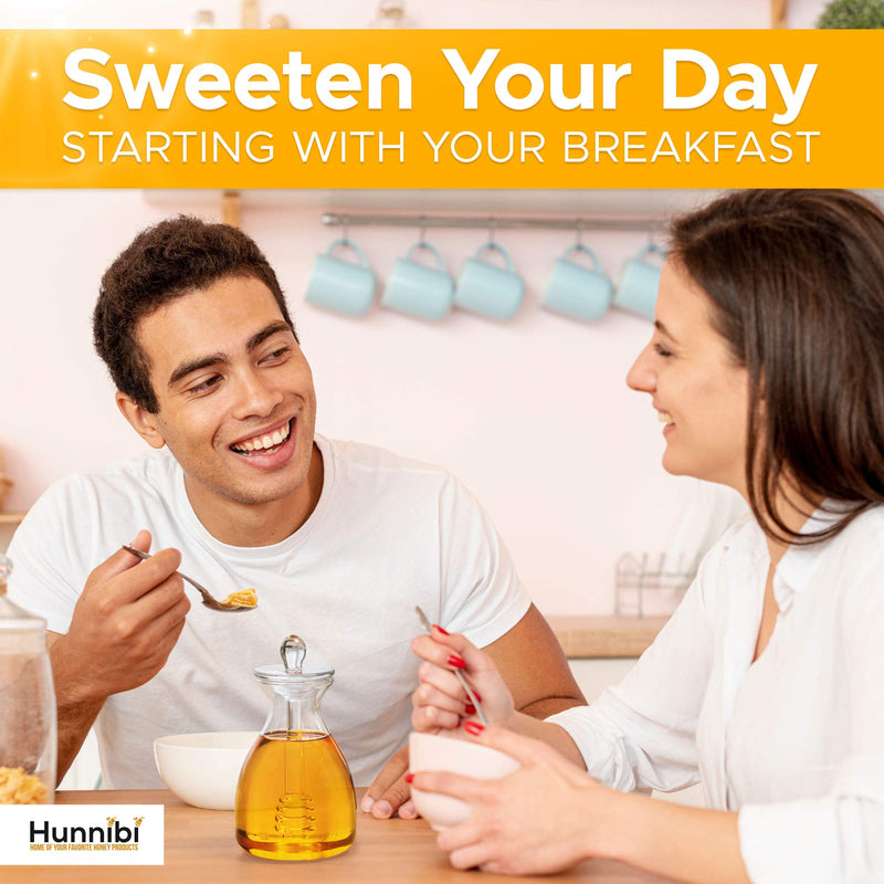 [Australia - AusPower] - Hunnibi Handmade Honey Jar with Dipper, Glass Made Honey Dipper and Honey Pot 