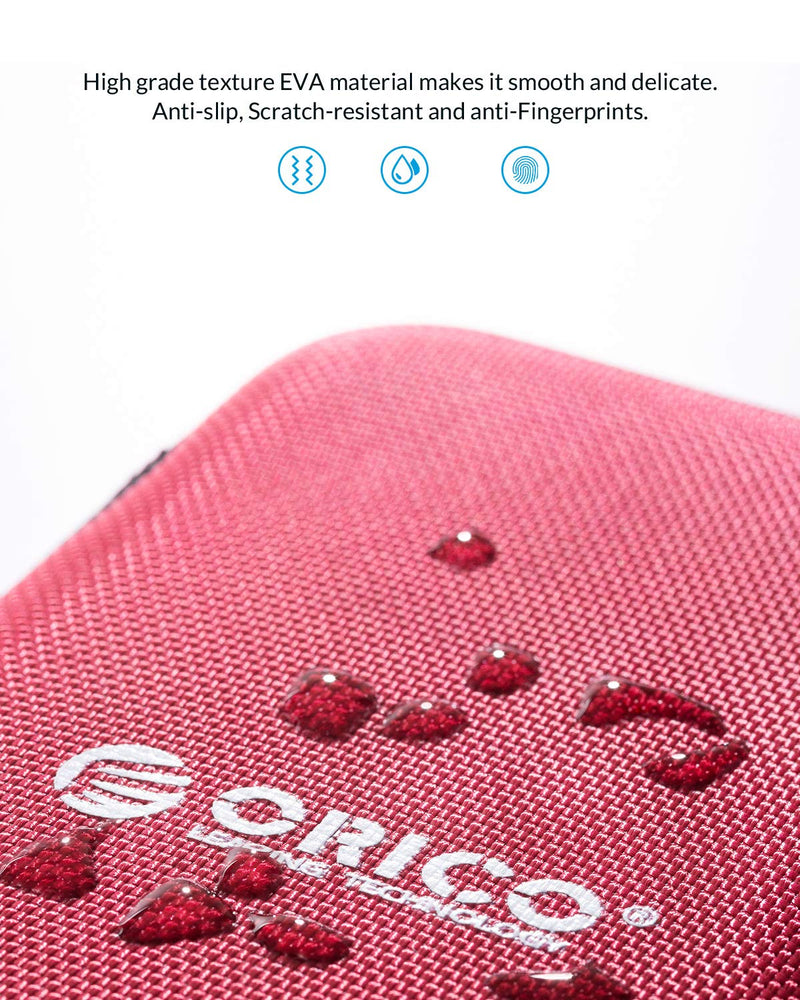 [Australia - AusPower] - ORICO Hard Drive Case 2.5 inch External Drive Storage Carrying Bag Waterproof Shockproof with Inner Size 5.5x3.5x1.0inch for Organizing HDD and Electronic Accessories, Red(PHD-25) 