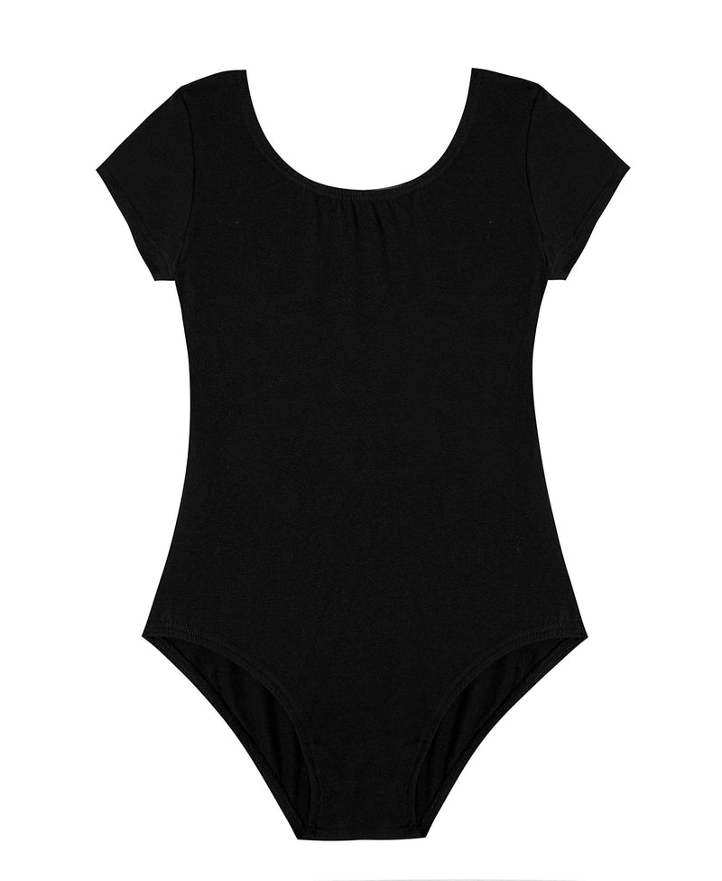 [Australia - AusPower] - DANSHOW Girls Short Sleeve Leotard with Skirt Kids Dance Ballet Tutu Dresses 6-8 Years Black 