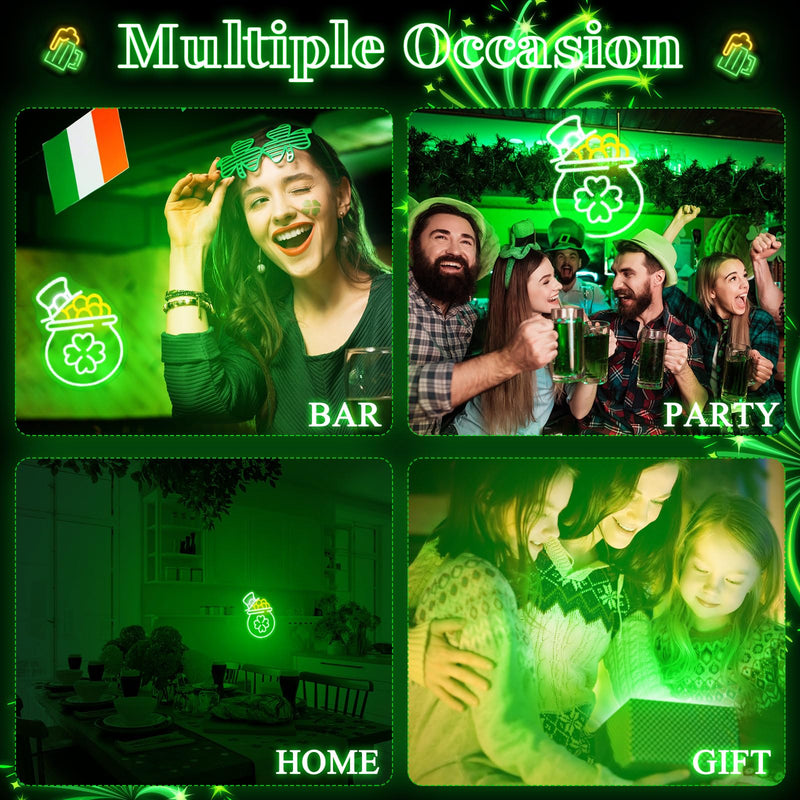 [Australia - AusPower] - Aurelema St. Patrick's Day Neon Sign 11.8 x 9.1 Inch Lighted Window Decorations Cornucopia Shamrock LED Sign Neon Light USB Powered Neon Signs for Irish St. Patrick's Day Party Holiday Wall Decor Gift 