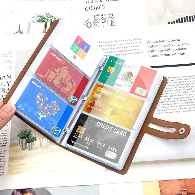 [Australia - AusPower] - Padike RFID Credit Card Holder Business Card Organizer Business Card Holder, with 96 Card Slots Credit Card Protector for Managing Your Different Cards to Prevent Loss or Damage (Apricot) Apricot 
