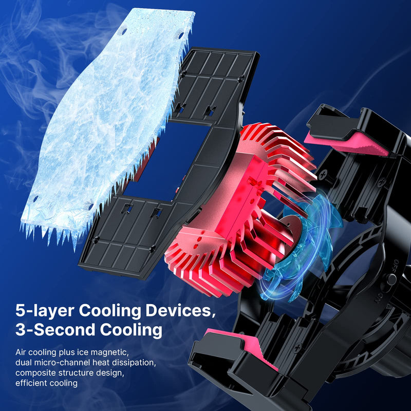 [Australia - AusPower] - ULANZI Phone Cooler for Live Streaming & Gaming w Adjustable Stand, Fast Phone Cooling Fan & Mobile Phone Radiator w 5 Layers Heat Dissipation Devices, Fit All Types of iPhone Android Smartphones 