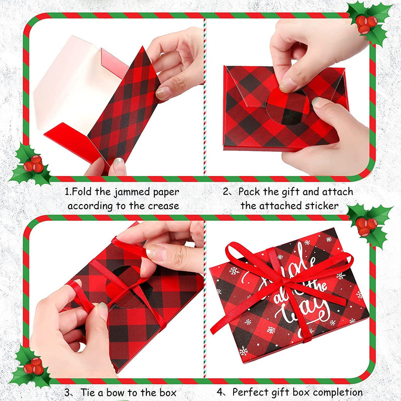 [Australia - AusPower] - 48 Pieces Christmas Gift Card Holder Boxes with Ribbon Paper Decorative Wrapped Envelope Card Boxes for Christmas Gift Wrap Decor (Stylish Style) Stylish Style 