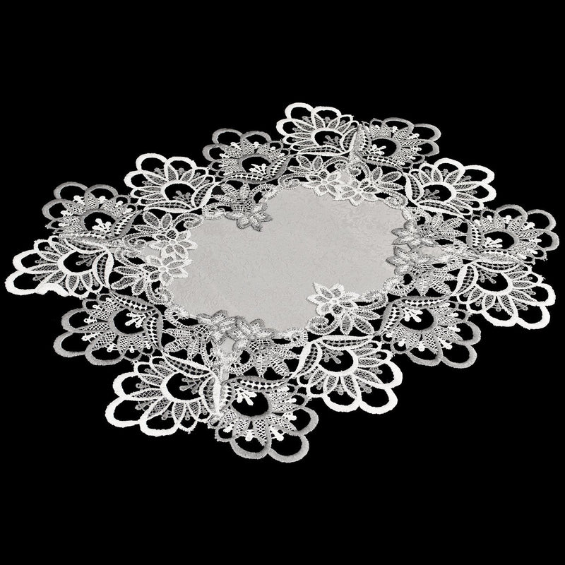 [Australia - AusPower] - Placemats Dresser Scarves Coffee Table Runners End Table Linens with Silver Gray European Lace and Antique Fabric, Size 12 x 18 inches Set of 2 