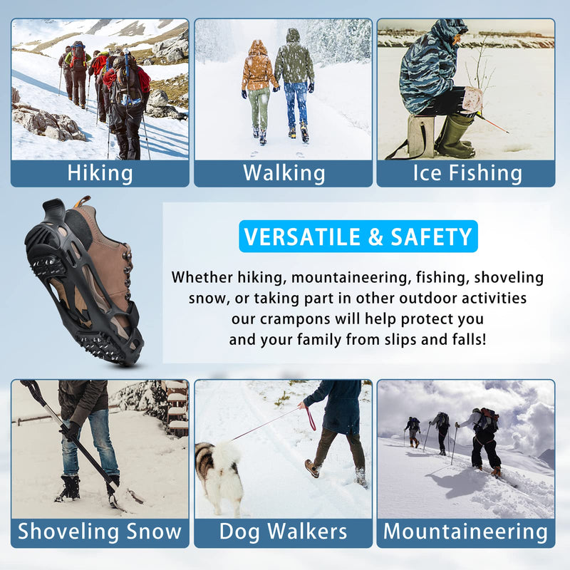 [Australia - AusPower] - Ice Cleats Snow Traction Cleats for Walking on Snow and Ice Women Men Winter Outdoor Anti Slip Spikes Crampons Ice Cleats for Hiking Snow Boots Shoes Medium(5.5-7 men/7-8.5 women) 