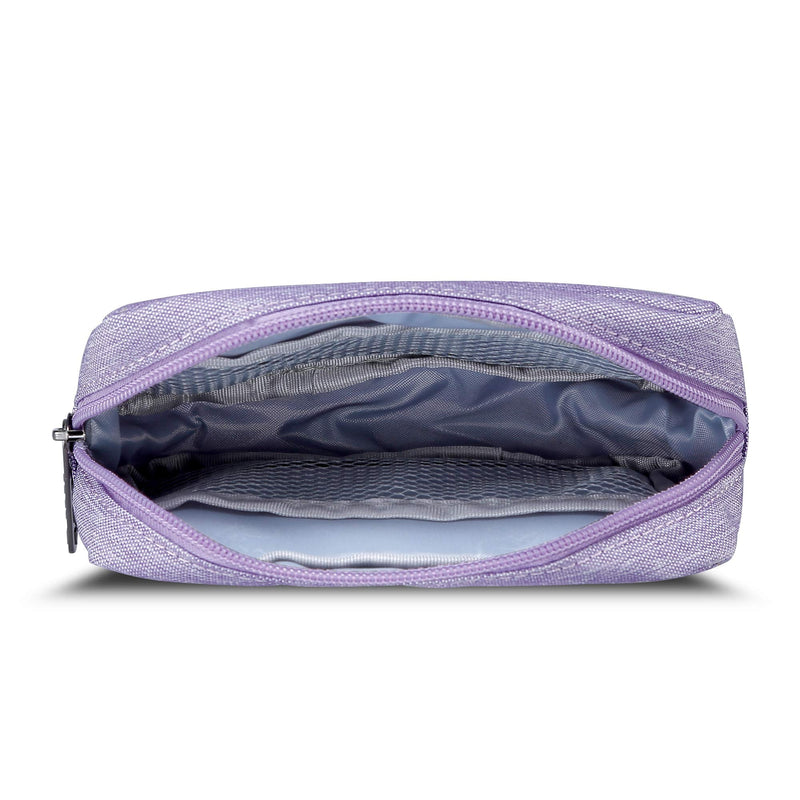 [Australia - AusPower] - E-Tree 7 inch Canvas Zippered Small Bag, Mini Travel Makeup Carrying Case, Cosmetic Bag, Portable Electronics Accessories Organizer, Tiny Coin Purse Wallet, Little Pouch for Little Items, Purple 6" X 1.8" X 4" 