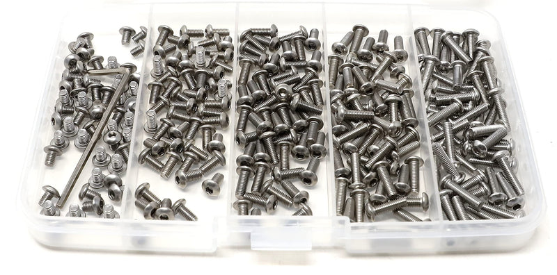[Australia - AusPower] - iExcell 250 Pcs M3 x 4/6/8/10/12 mm Stainless Steel 304 Hex Socket Button Head Cap Screws Bolts Assortment Kit M3-P0.5 x 4/6/8/10/12 mm 