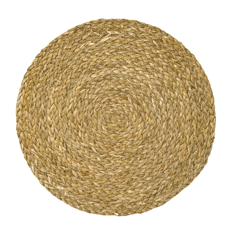 [Australia - AusPower] - Set of 6, Round Woven Placemats, Natural Braided Straw Table Mats, Weave Aquatic Placemats for Dinning Table, 11.8 inch Aquatic Plants 