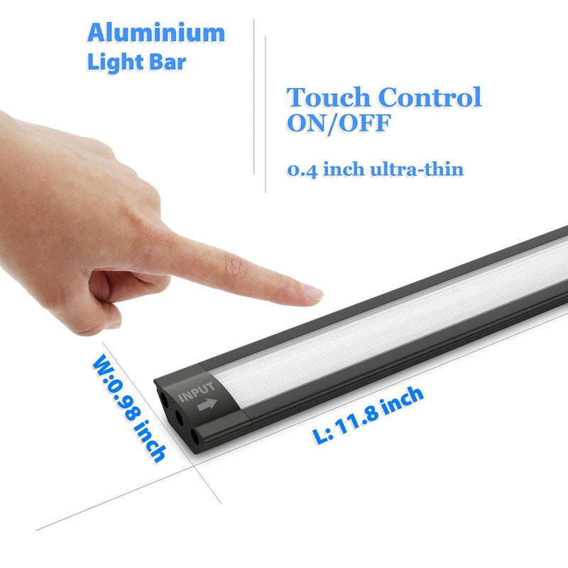 [Australia - AusPower] - LED Under Cabinet Lighting, Under Counter Lighting with Touch Activated and 33 LED Chips Plug-in LED Light Bar for Kitchen, Cupboard, Shelf, Closet (Warm Light 3000K) Black-3000k(warm Light) 