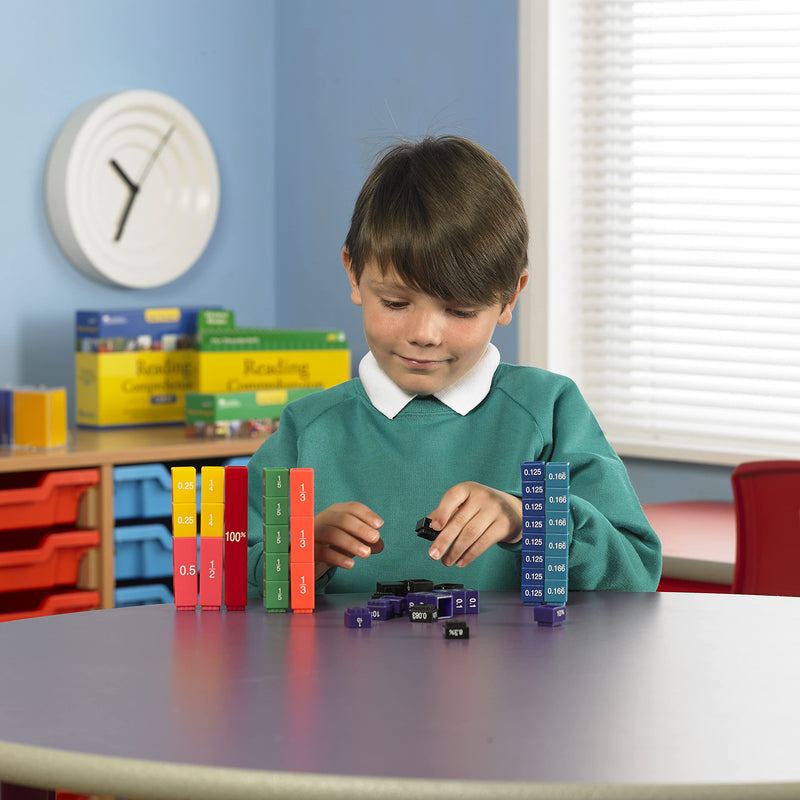 [Australia - AusPower] - Learning Resources Fraction Tower Equivalency Cubes - 51 Pieces, Ages 6+ Math Learning Toys for Kids, Math Classroom and Homeschool Accessories, Fractions Learning for Kids Activity Set 