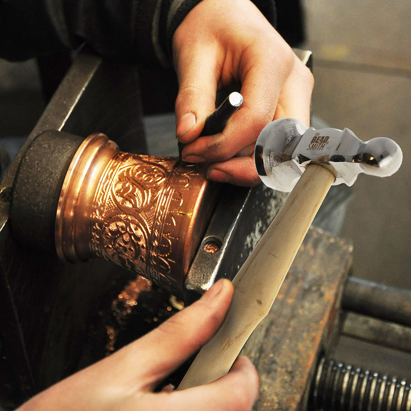 [Australia - AusPower] - The Beadsmith Two-Sided Chasing Hammer - 10.75 Inches Wooden Handle, 2.25 Steel Head with a 14mm Ball Pein & 28mm Domed Face - Tool Used to Add Texture and Dimension to Metalwork 1.26 x 3.03 x 11.9 cm 