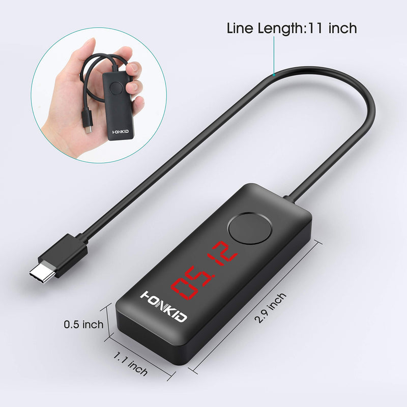 [Australia - AusPower] - HONKID Mouse Jiggler USB C with LCD Timer ,Mouse Mover Jiggler with 3 Realistic Random Movements and Memory Function,Simulate Mouse Move to Keep Laptop Awake USB-C Port 