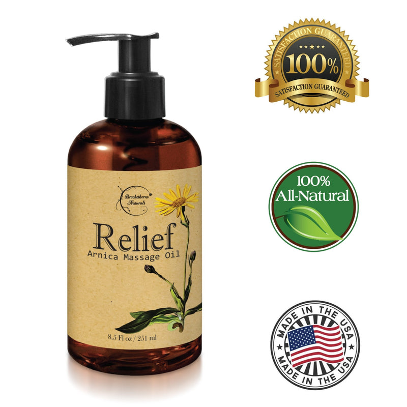 [Australia - AusPower] - Relief Arnica Massage Oil – Great for Sports & Athletic Therapeutic Massage – All Natural - Arnica Montana for Sore Muscle Relief. Contains Sweet Almond, Jojoba, Grapeseed & Essential Oils 8oz 8.5 Fl Oz (Pack of 1) 