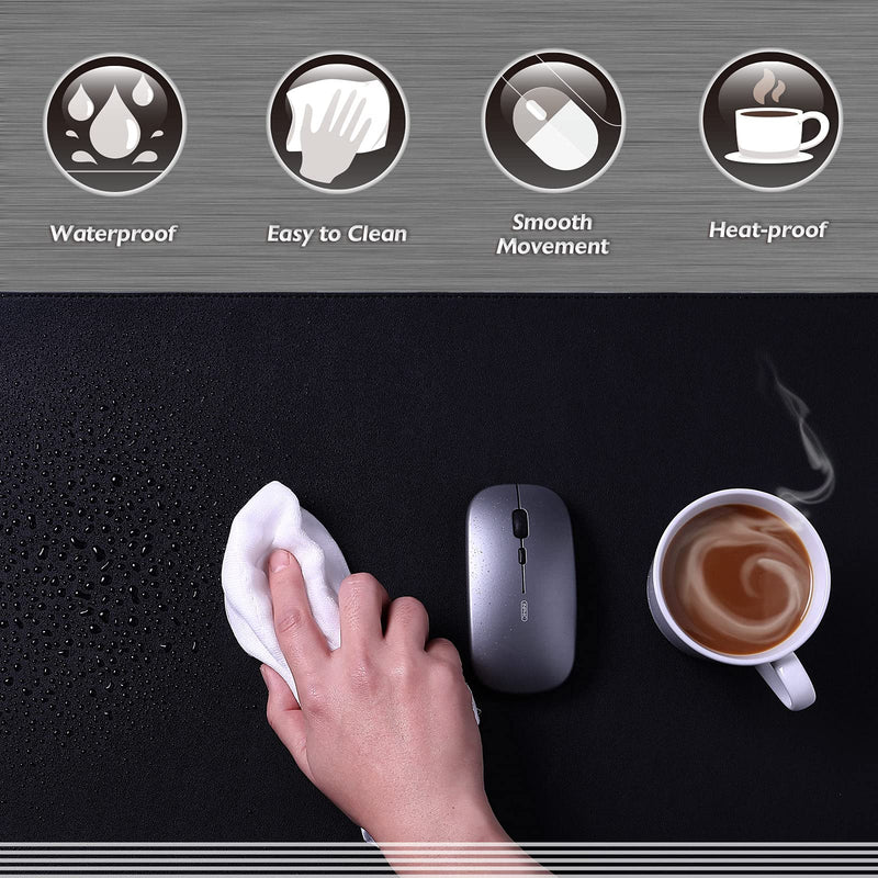 [Australia - AusPower] - Knodel Desk Mat, Dual-Sided Office Desk Pad, Mouse Pad, Waterproof Desk Mat for Desktop, Desk Pads & Blotters, PU Leather Desk Pad Protector (23.6" x 13.8", Black) Black/Black 23.6" x 13.8" 