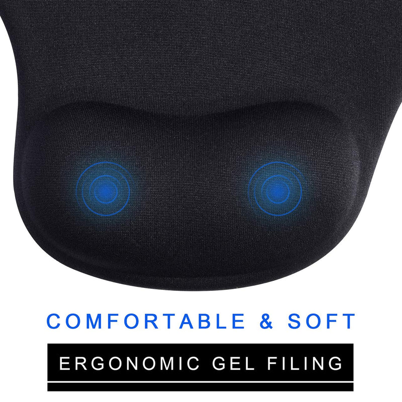 [Australia - AusPower] - JIKIOU 2 Pack Mouse Pad, Ergonomic Mouse Pad with Gel Wrist Rest Support, Comfortable Wrist Rest Mouse Pad with Non-Slip PU Base for Computer Laptop Home Office Travel, Small Size, 9 x 7.5 inch, Black 