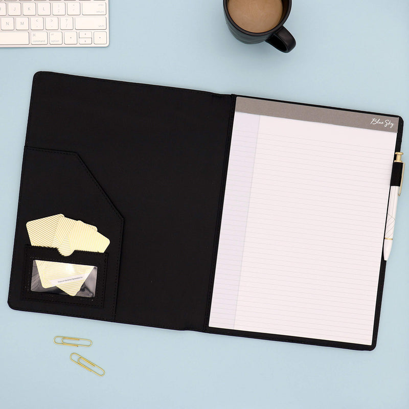 [Australia - AusPower] - Blue Sky Professional Padfolio, 9.5" x 12", Textured Faux Leather Cover, Black, 8.5” x 11" Paper Notepad Included, 14714 8.5” x 11" 