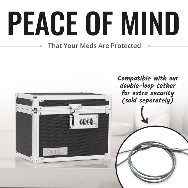 [Australia - AusPower] - Vaultz Medicine Lock Box w/ Combination Lock - 5 x 7 x 5" Cabinet Safe, Black 