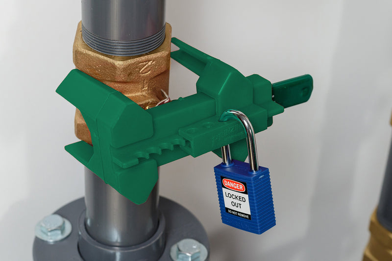 [Australia - AusPower] - Brady Prinzing Ball Valve Lockout, Small, for 1/2"-2-1/2" Outside Pipe Diameter, Green 