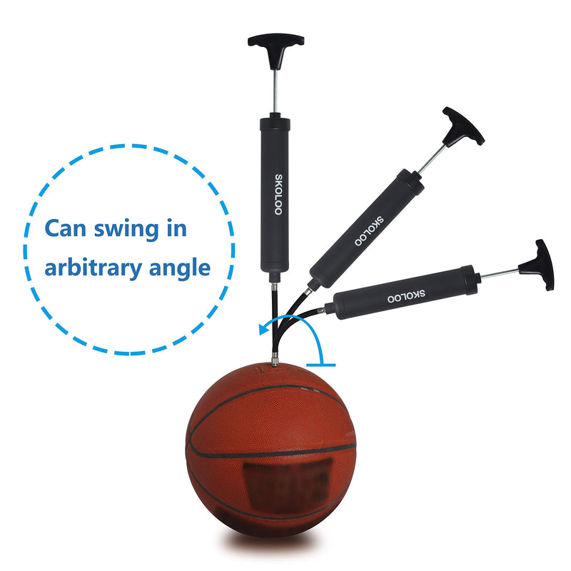 [Australia - AusPower] - Skoloo 10" Portable Hand Air Ball Pump Inflator Kit with Needle, Nozzle, Extension Hose for Soccer Basketball Football Volleyball Water Polo Rugby Exercise Sports Ball Balloon Swim Inflatables 2 Black 