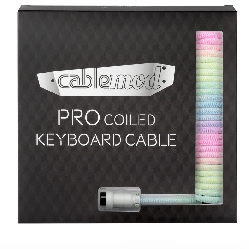 [Australia - AusPower] - CableMod Pro Coiled Keyboard Cable (Pastel Rainbow, USB A to USB Type C, 150cm) Pro Coiled Pastel Rainbow 