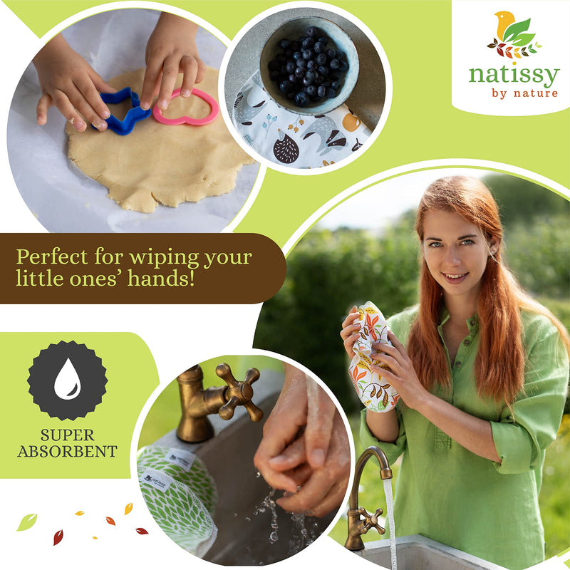 [Australia - AusPower] - Reusable Paper Towels for Kitchen, Roll of 10 Paperless Paper Towels on a Holder, Reusable Cloth Paper Towels, Organic Cotton Reusable Napkins, Washable Fabric Paper Towel Replacement, Reusable Towels 