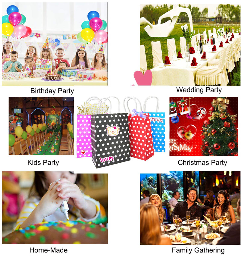 [Australia - AusPower] - 25 PCS Gift Bags Black Kraft Paper Bags with Handles and White Dots for Kid’s Birthday Wedding Holiday Party Supplies by ADIDO EVA (8.2 x 6 x 3.1 in) Black gift bags 25 8.2x6x3.1 Inch (Pack of 25) 