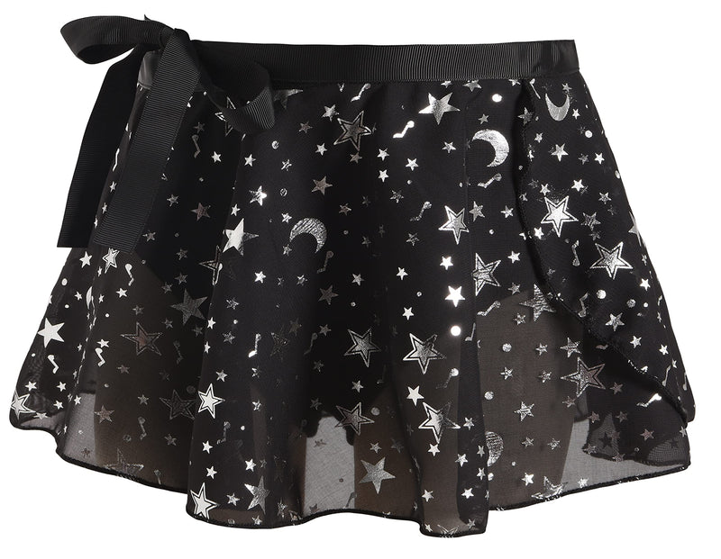 [Australia - AusPower] - WYHDY Girls Dance Ballet Skirt Leotard Kid Toddler Chiffon Skirt Sparkly Pull On Wrap Tie Dance-wear 8-13 Years Z-black Rainbow&black Sliver(wrap Tie) 