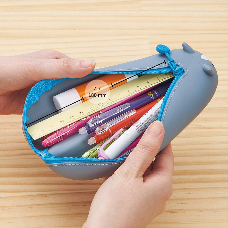 [Australia - AusPower] - LIHITLAB PuniLabo Zipper Pen Case/Pouch, Horizontal, 2.5" x 7.9", Gray Cat (A7781-4) Pen: 2.5"x 7.9"x 2.4" 