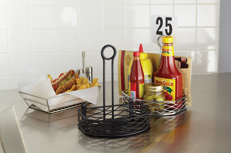 [Australia - AusPower] - American Metalcraft SRBNB1 Semi-Round Wire Birdnest Condiment Rack Holder, Wrought Iron, Black 5-5⁄8" L x 8" W x 9-1⁄8" H Contemporary 