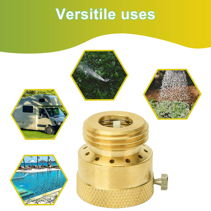[Australia - AusPower] - SUNGATOR 2-Pack Vacuum Breaker Set, 3/4 Inch Anti-Siphon Hose Bib Valve for Garden Spigot, RV, Solid Brass Anti-Backflow Valve with Tape 