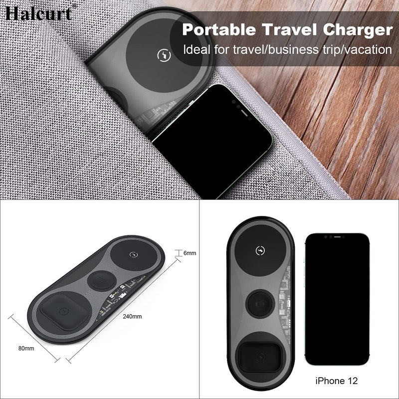 [Australia - AusPower] - Halcurt Wireless Charger 3 in 1 Wireless Charger Station for iPhone Watch, 15W Fast Charging Station for Apple Watch 7/SE/6/5/4/3/2, AirPods and iPhone 13, 12, 11, Pro, Pro max, XS, X, Samsung Galaxy 