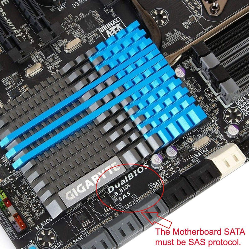 [Australia - AusPower] - CY SATA Hard Disk Drive Raid Adapter with 15 Pin 7 Pin + 15 Pin to SFF-8482 SAS 22 Pin Converter Adapter Straight 