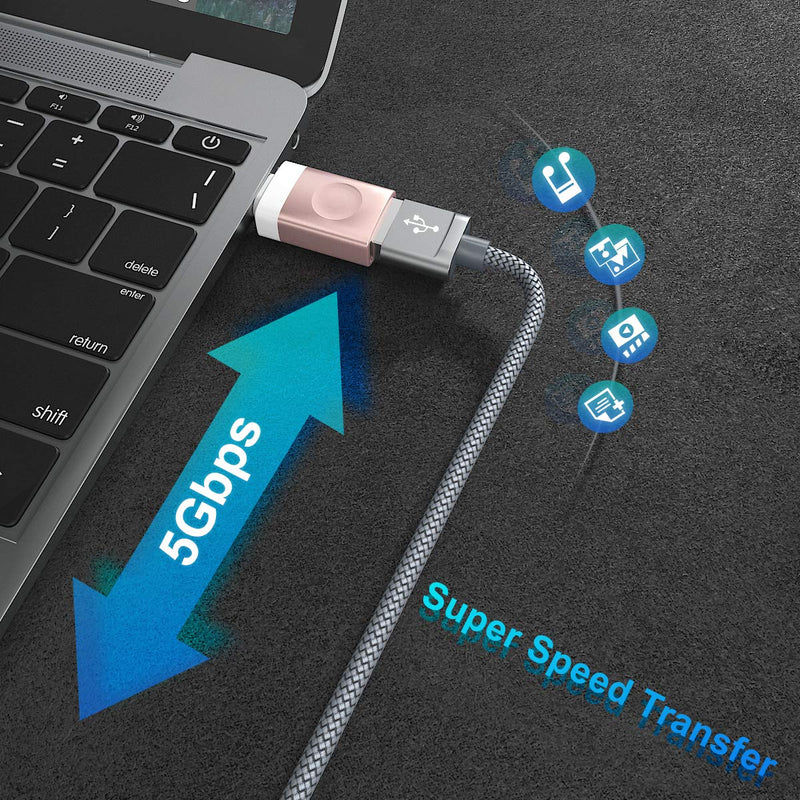 [Australia - AusPower] - USB C Male to USB 3.0 Female Adapter (3 Pack),Thunderbolt 3 OTG Adapter for MacBook Pro,Air 2018,Chromebook,Pixelbook,Microsoft Surface Go,Pro 7,Duo,Laptop 3,Galaxy Note 9 S9 10 S10 S20 20 Ultra Plus Pink 