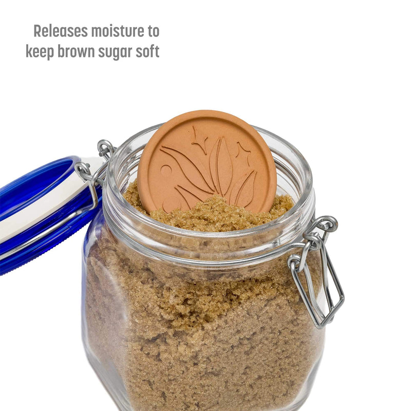 [Australia - AusPower] - Goodful Brown Sugar Saver and Softener Disc with Elegant Leaf Design, Multiple Uses for Food Storage Containers, Reusable and Food Safe, Terracotta, 2 Pack Sugar Saver 2-Pack 
