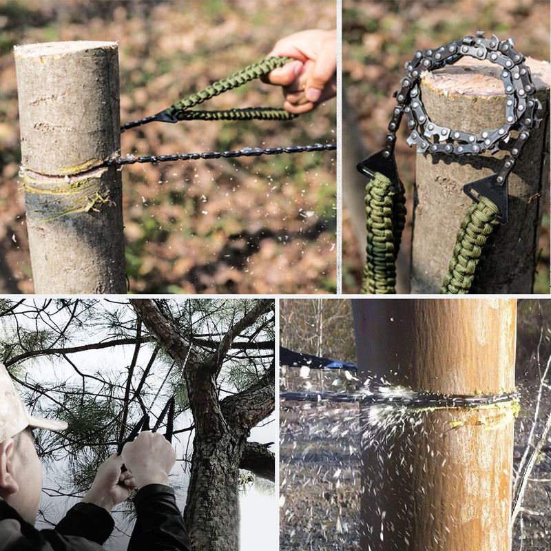 [Australia - AusPower] - Pocket Chainsaw with Paracord Handle (24inch-11teeth) / (36inch-16teeth) Emergency Outdoor Survival Gear Folding Chain Hand Saw Fast Wood & Tree Cutting Best for Camping Backpacking Hiking Hunting 24 inches 