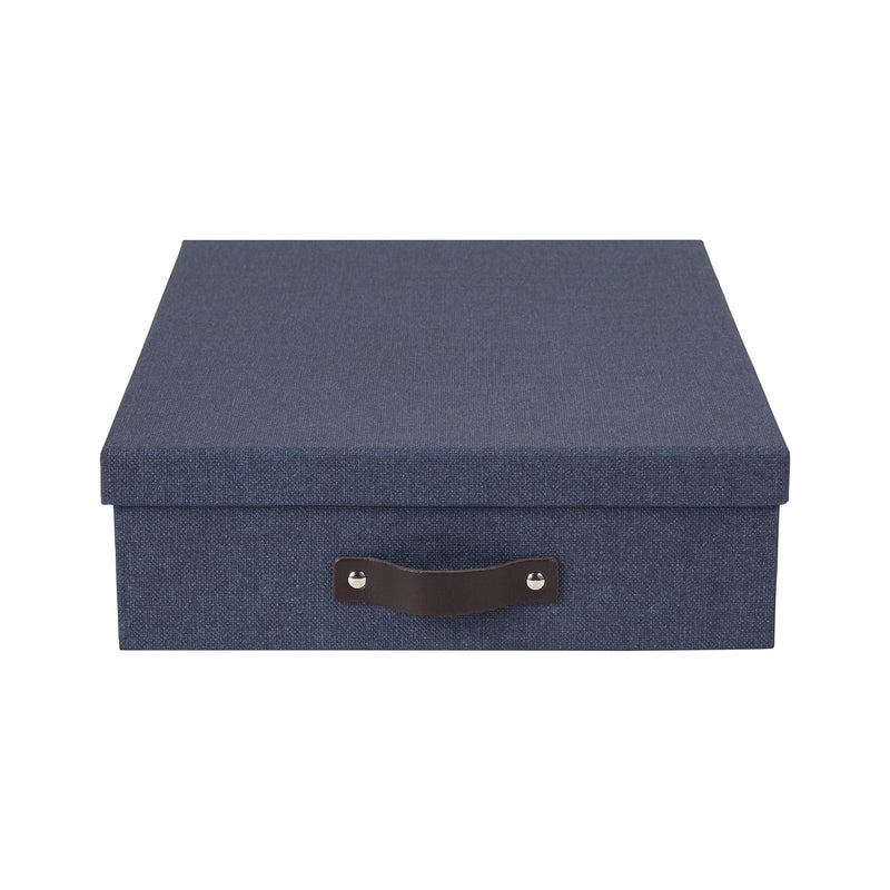 [Australia - AusPower] - Bigso Oskar Canvas Fiberboard Document Letter Box, 3.3 x 10.2 x 13.8 in, Blue 