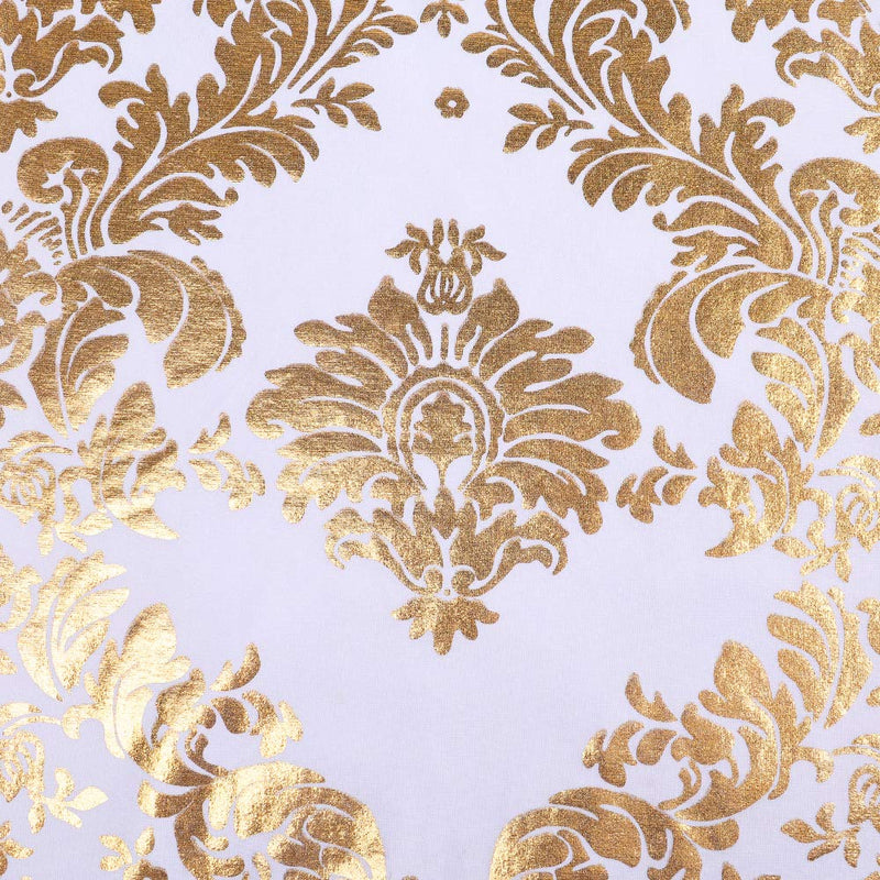 [Australia - AusPower] - Desirable Life Pack of 1 Dining Chair Covers Bronzing Gold Flower Print Removable Washable Spandex Stretch Decorative Chair Slipcovers Set for Party Wedding Home Decorations - Gold+White 