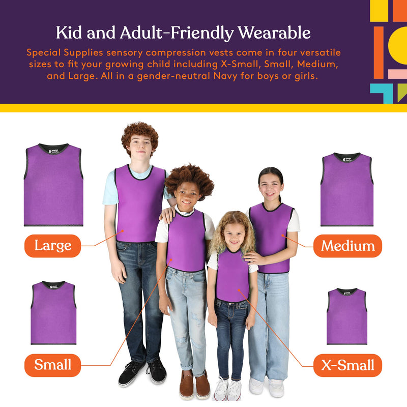 [Australia - AusPower] - Special Supplies Sensory Compression Vest Deep Pressure Comfort for Autism, Hyperactivity, Mood Processing Disorders, Breathable, Form-Fitting, Kids and Adults (Purple, X-Small 14x24 inches) Purple X-Small (Pack of 1) 