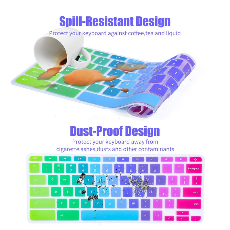 [Australia - AusPower] - Colorful Keyboard Cover for Acer Chromebook Spin 11 311 C733 CP311 511 512/Chromebook 11 CB3-131 CB3-132 CP311 C738T CB5-132T/Chromebook Spin 713 CP713 R13 CB5-312T/Acer Chromebook 14 15.6", Rainbow 